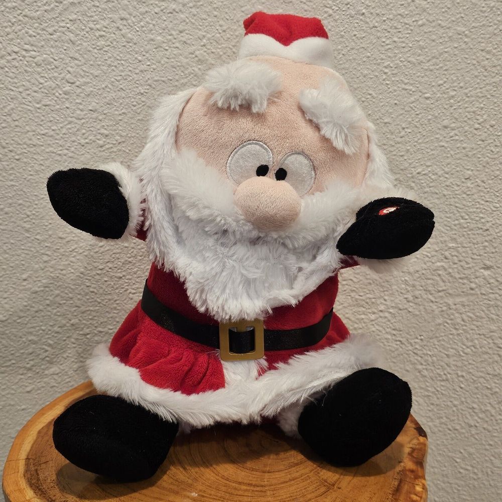 Gemmy Santa Claus Plush 11" Sings Respect Parody Moving Eyebrows‎